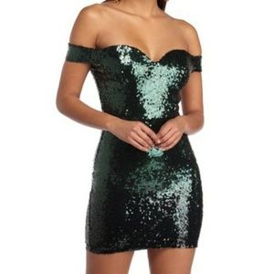 Windsor Sparkling Green Sequin Dress - Size 9